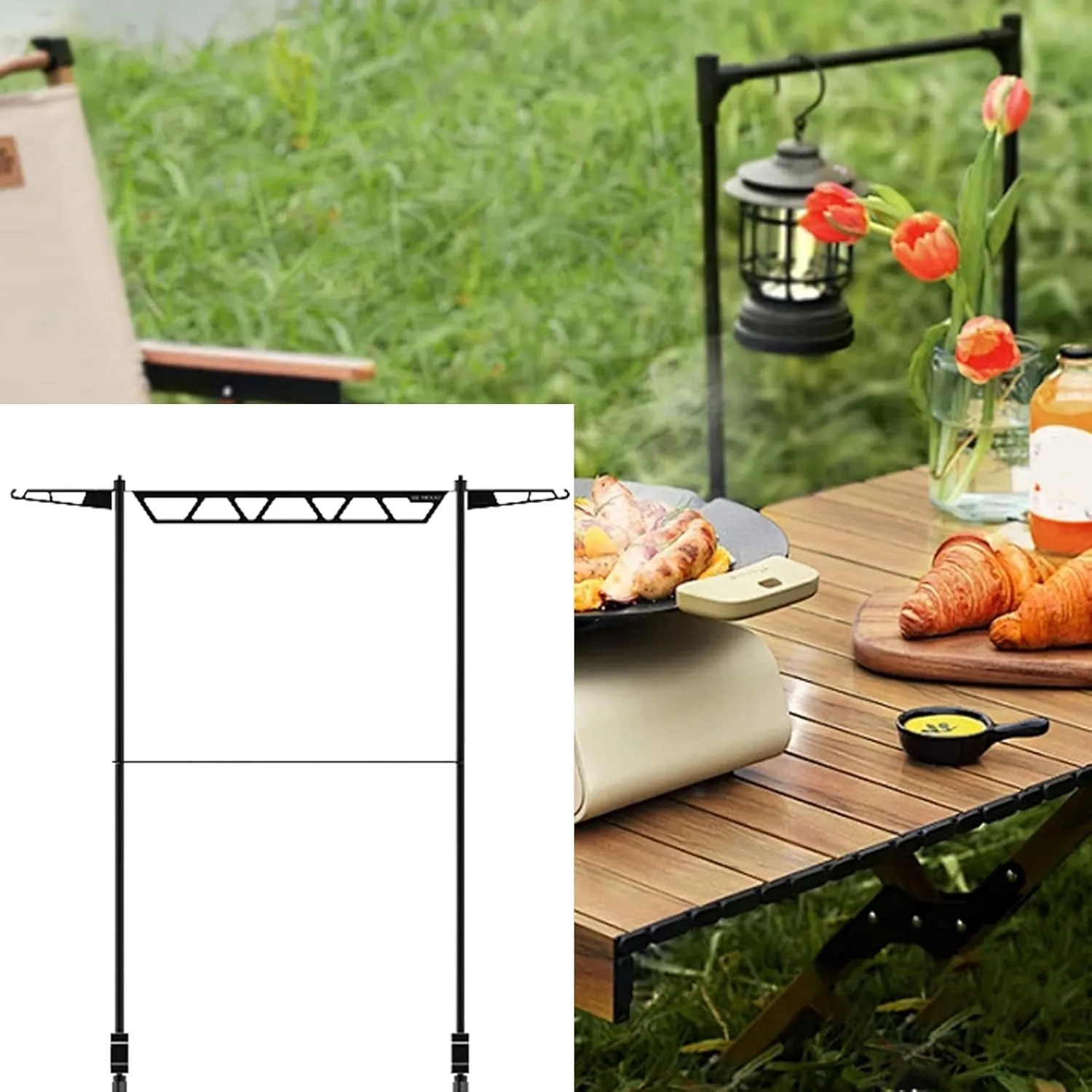 Camping Cookware Rack - Desktop Cookware Organizer | Metal Cutlery Holder, Portable Removable Tool Organizer for Camping Picnic BBQ Outdoor Fishing