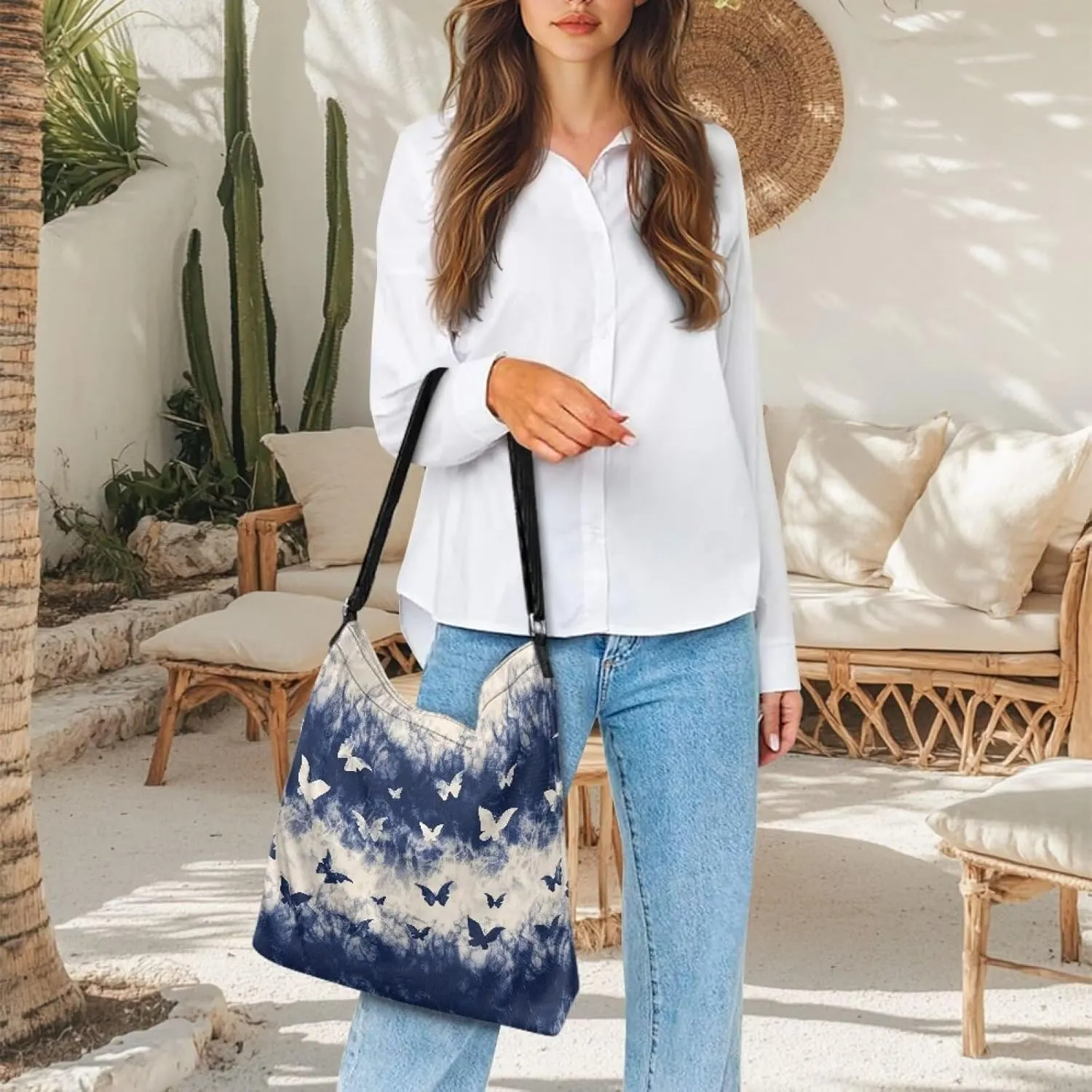 Canvas Crossbody Bag with Zipper Women Handbag Shoulder Bag Large Size Shoulder Purse Handbag Tote Bag with Strap