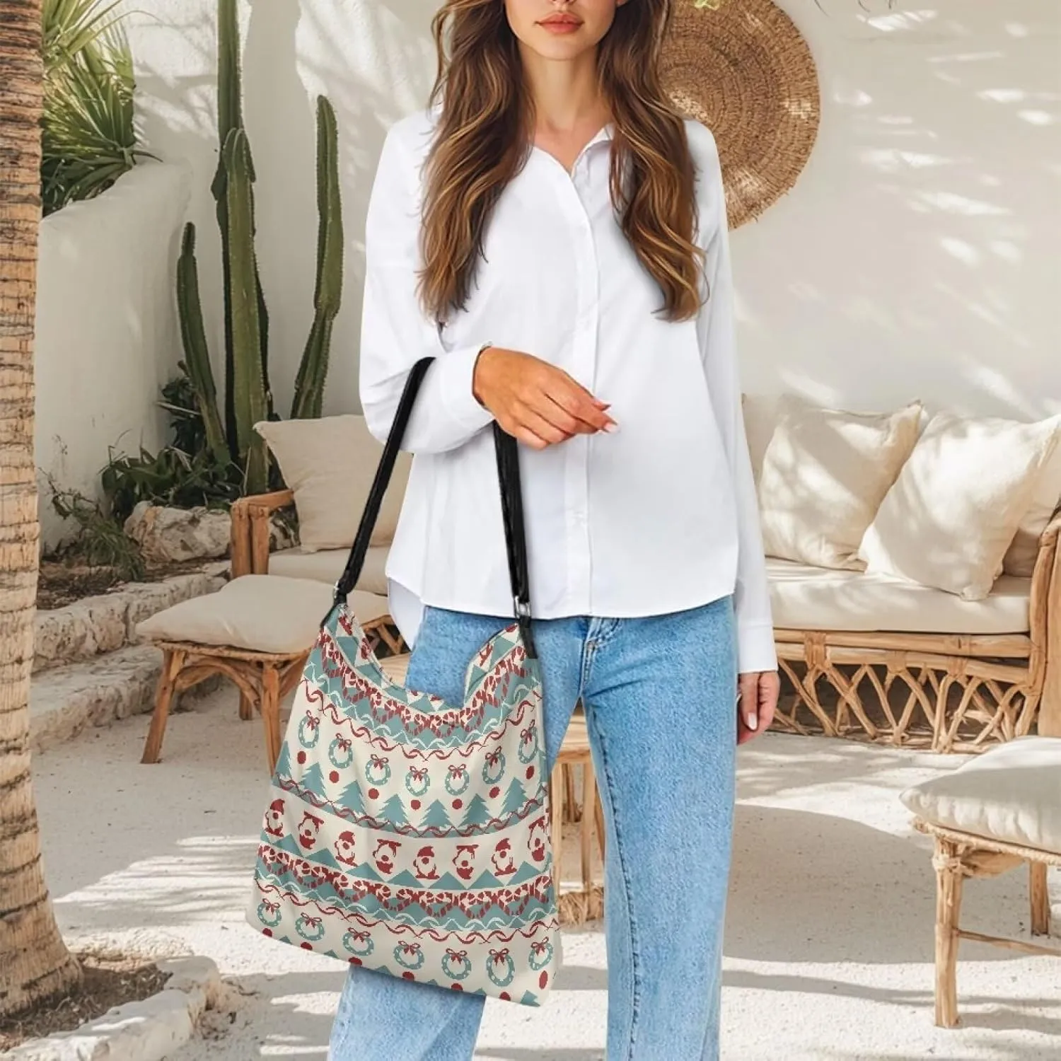 Canvas Crossbody Bag Women Shoulder Bag with Zipper Messenger Bag Storage Organizer with Strap Tote Bag with Pocket