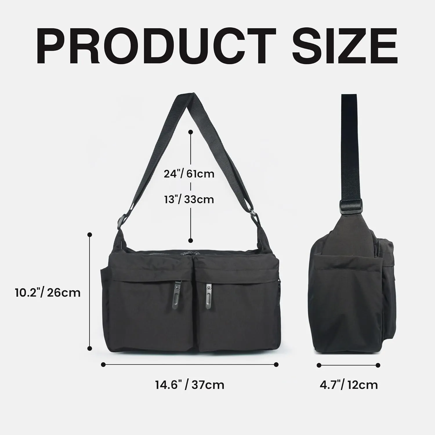 Canvas Tote Bag Messenger Bag,Large Hobo Shoulder Bag for Women or Men,Casual Nylon Crossbody Bag for College Work Daily