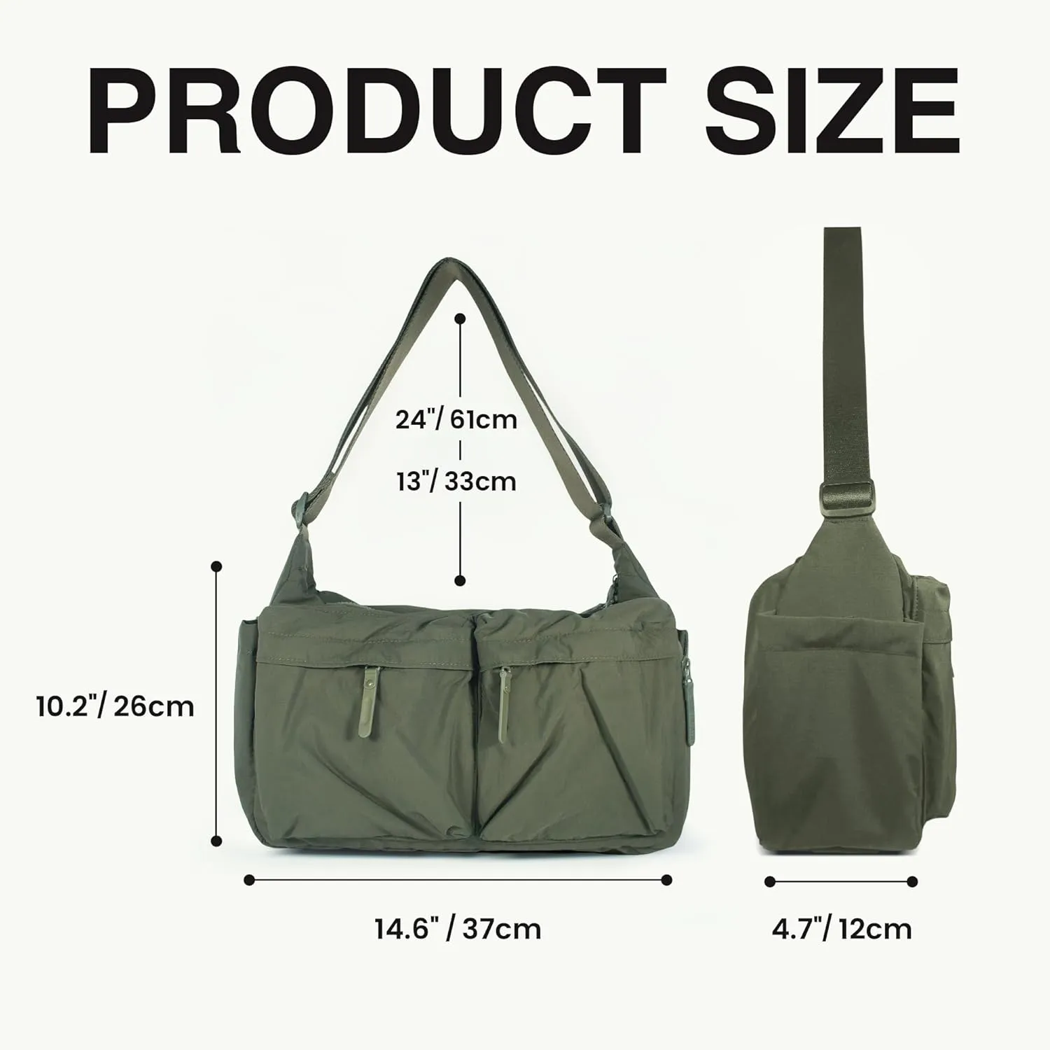 Canvas Tote Bag Messenger Bag,Large Hobo Shoulder Bag for Women or Men,Casual Nylon Crossbody Bag for College Work Daily
