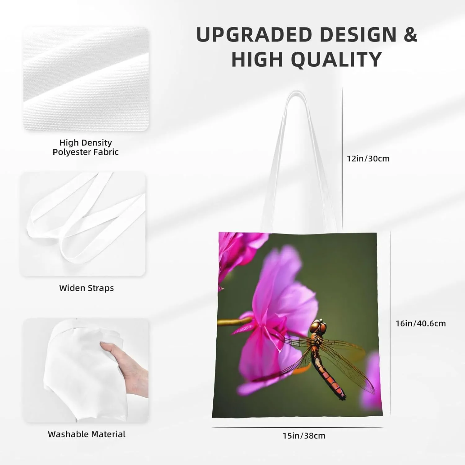 Canvas Tote Bags For Women,Tote Bag,Canvas Crossbody Bag For Office,Travel,Christmas Gift,Flower And Butterfly Print