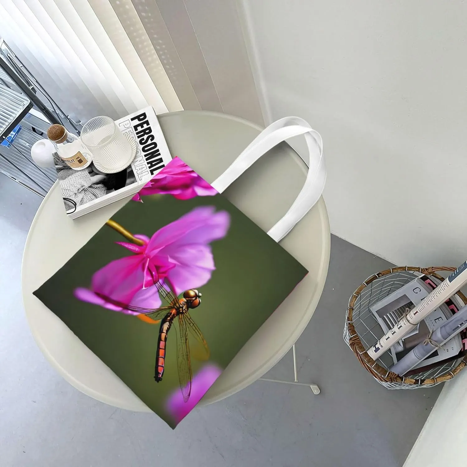 Canvas Tote Bags For Women,Tote Bag,Canvas Crossbody Bag For Office,Travel,Christmas Gift,Flower And Butterfly Print