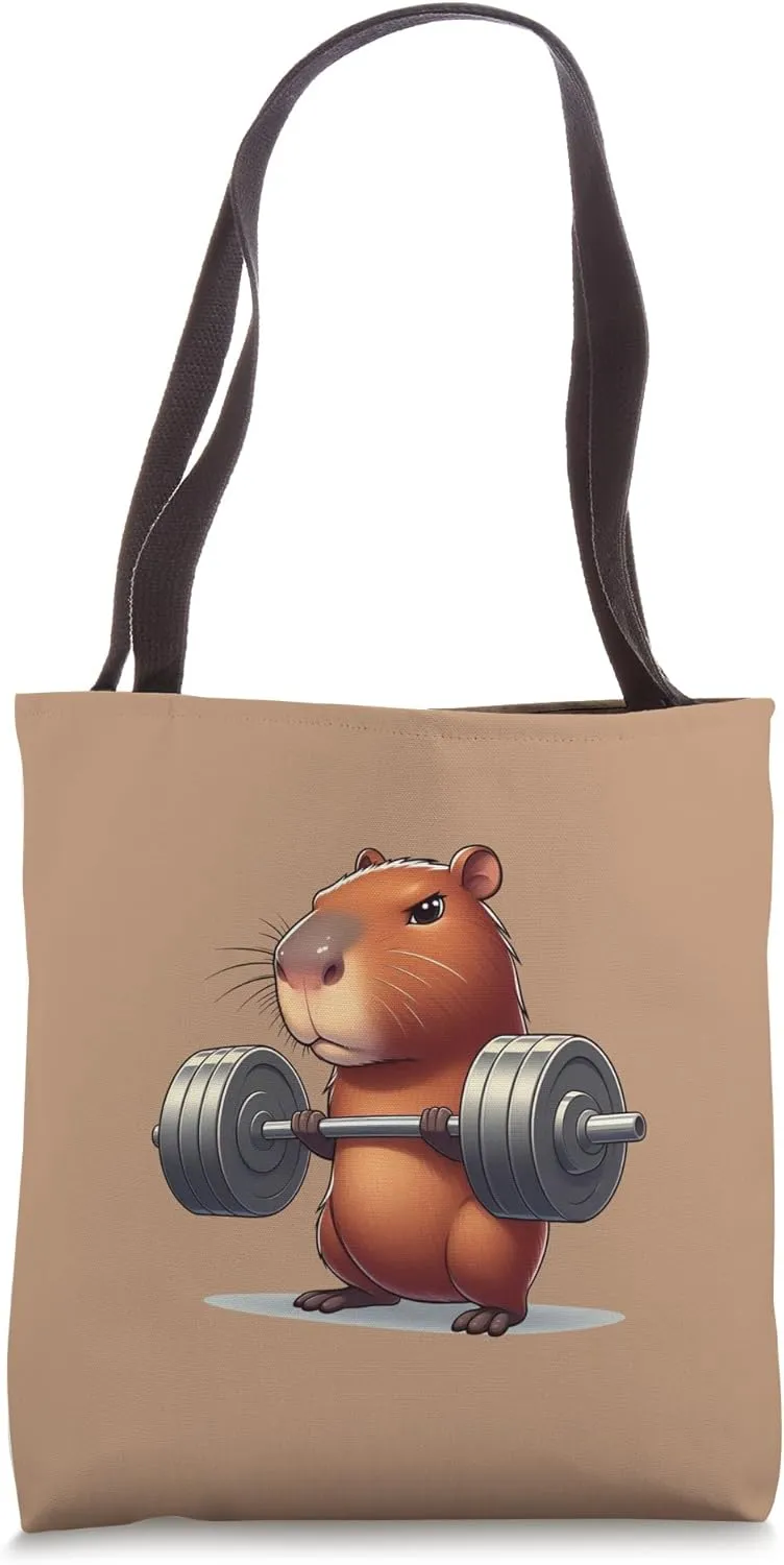 Capybara Muscle Building Fitness Capybara Weight Lifting Tote Bag