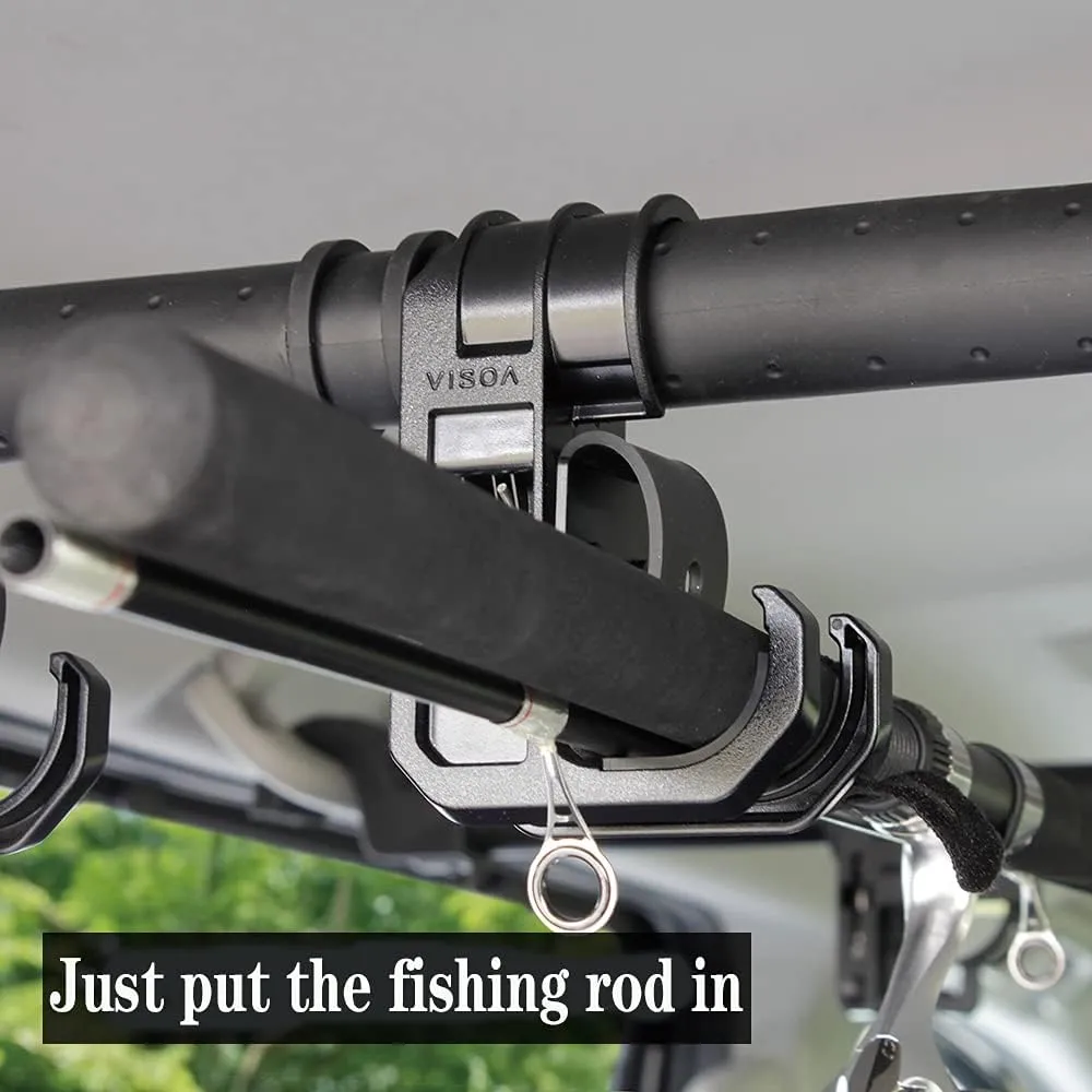 Car Fishing 4 Rod Holder Adjustable 35 to 57 Inch, Heavy Duty Vehicle Fishing Pole Rack for SUV, Wagons, Van