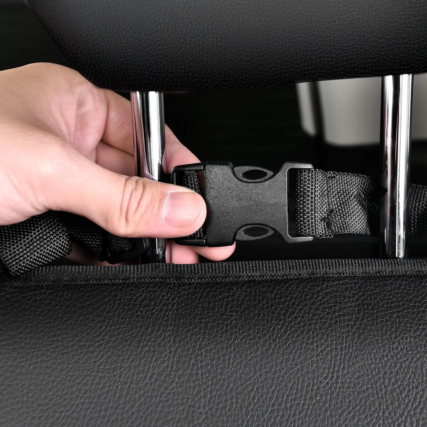 CAR PASS Leather Back Seat Cover, Universal Quilting Waterproof Bench Rear Seat Cover Universal car seat Cover Fit 95% Automotive Interior Covers for Cars Sedans SUVs (Rear,All Black)