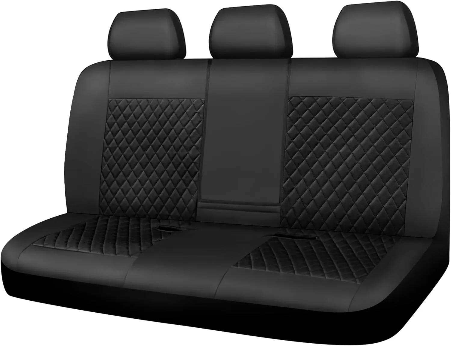 CAR PASS Leather Back Seat Cover, Universal Quilting Waterproof Bench Rear Seat Cover Universal car seat Cover Fit 95% Automotive Interior Covers for Cars Sedans SUVs (Rear,All Black)