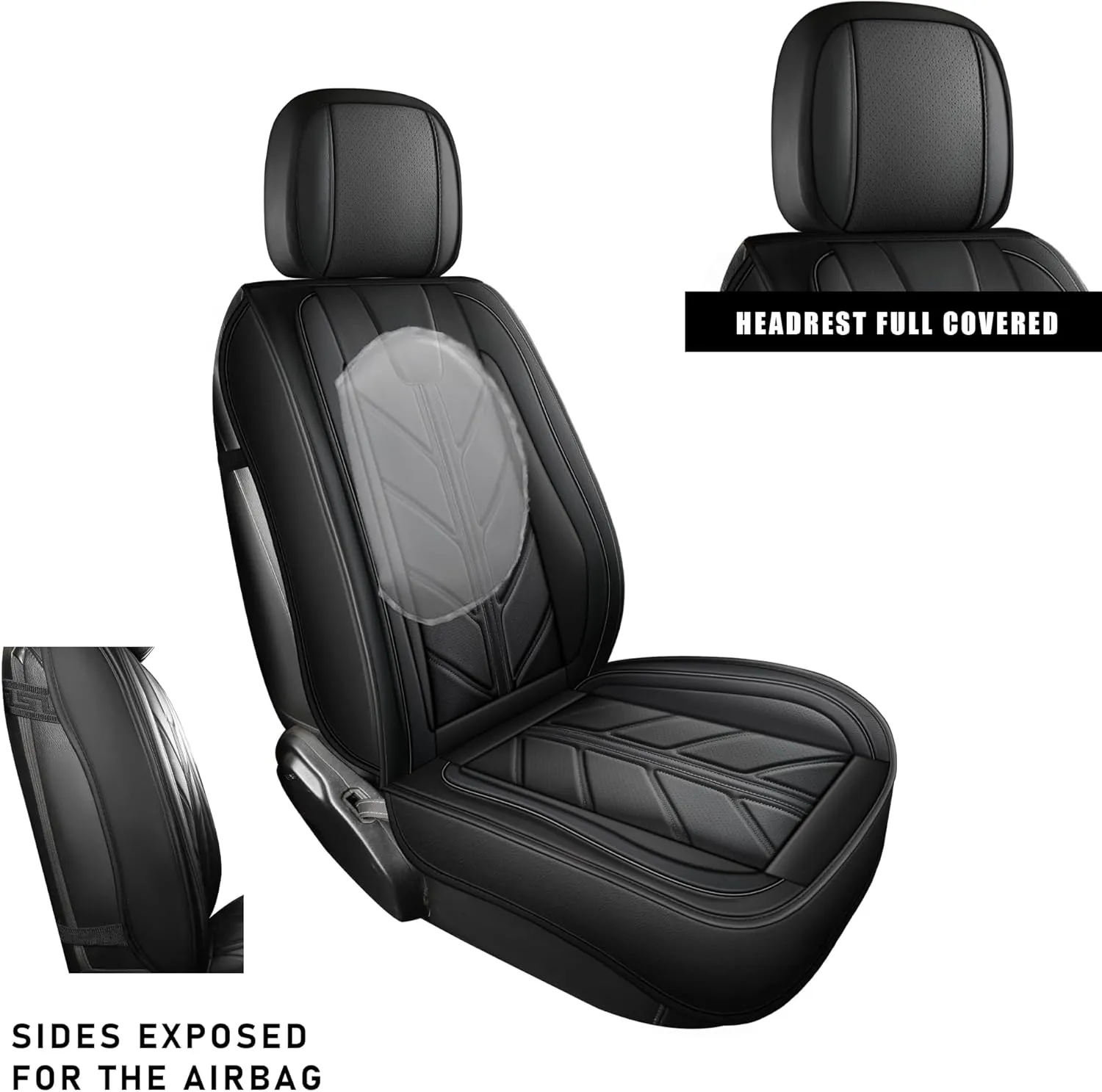 Car Seat Covers for Jeep Wrangler JK JL Fit 4 Door 2018-2024 JK JL Sahara Rubicon Unlimited Altitude Truck Waterproof Automotive Faux Leather Seat car Cushion Set(Black, Full Set)