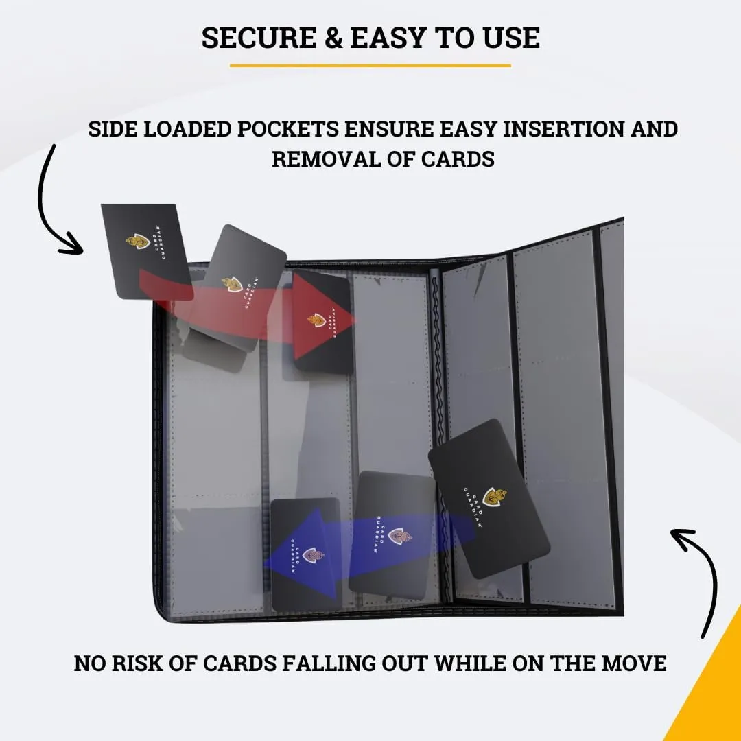 Card Guardian - 9 Pocket Premium Binder with Zipper for 360 Cards Trading Card Games TCG (Green) Side Loaded Pockets Compatible with Yugioh Cards MTG Binder Sports Card Binder