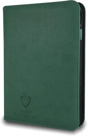 Card Guardian - 9 Pocket Premium Binder with Zipper for 360 Cards Trading Card Games TCG (Green) Side Loaded Pockets Compatible with Yugioh Cards MTG Binder Sports Card Binder