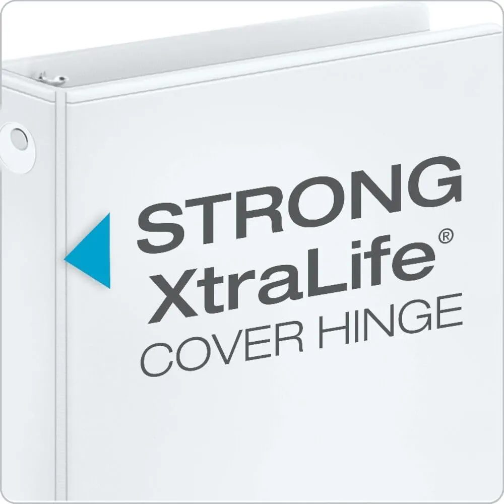 Cardinal Economy 3-Ring Binders, 1", Round Rings, Holds 225 Sheets, ClearVue Presentation View, Non-Stick, White, Carton of 12 (90621)