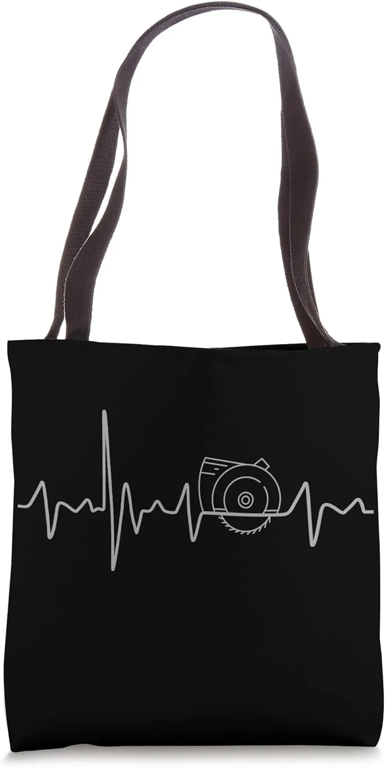 Carpenter Heartbeat Retro Joiner Vintage Craftsman Design Tote Bag