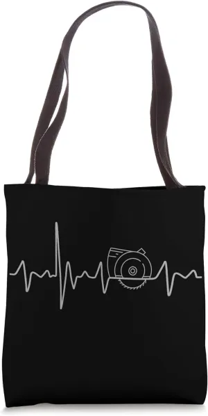 Carpenter Heartbeat Retro Joiner Vintage Craftsman Design Tote Bag