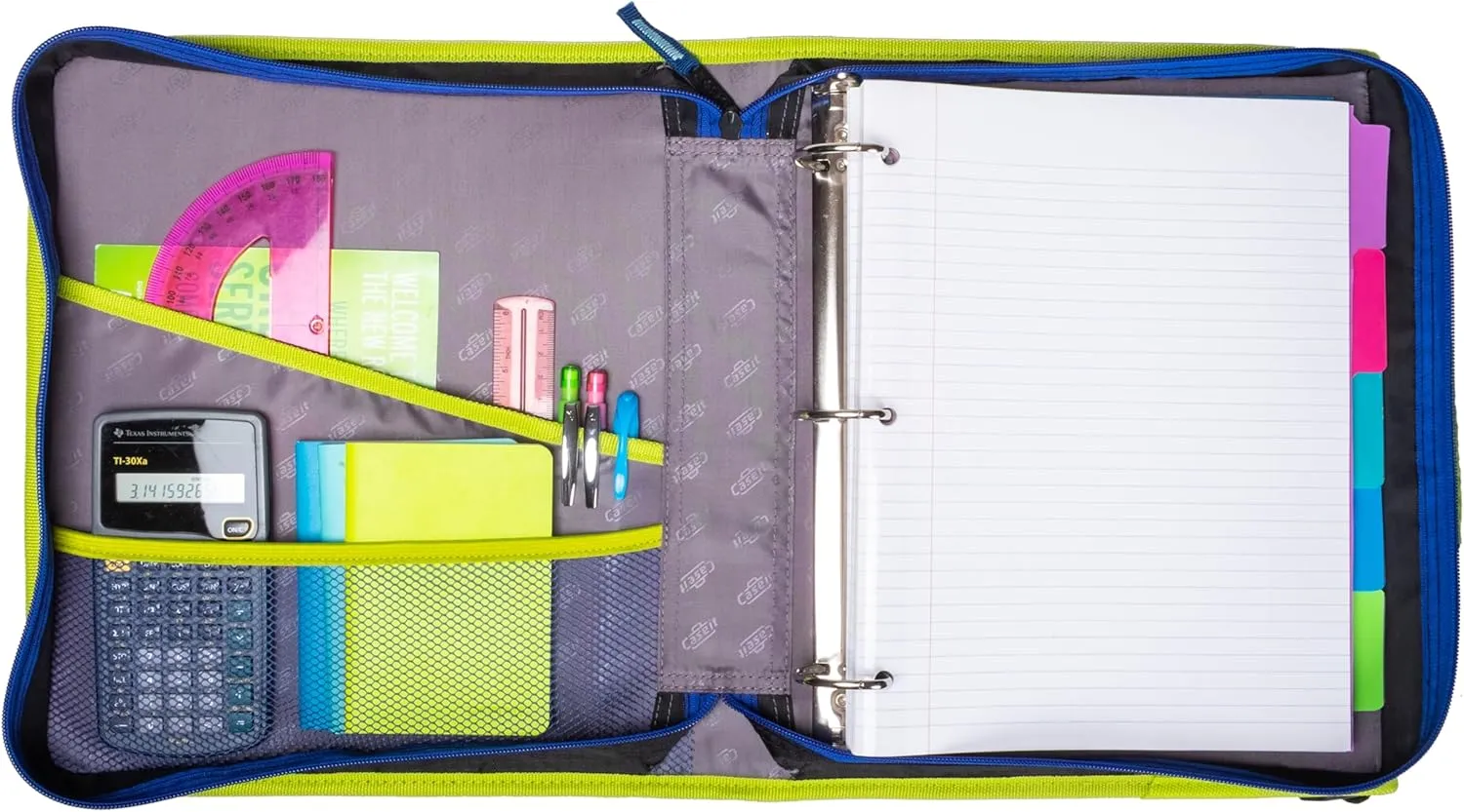 Case-it 6 Pack Z Shape Zipper Binder - Two Binders in One - Double Sided 1.5 Inch D-Ring - 500 Page Capacity - Comes with Shoulder Strap, Monster Design Z-176-ME-C-BLUR, Light Blue, Purple