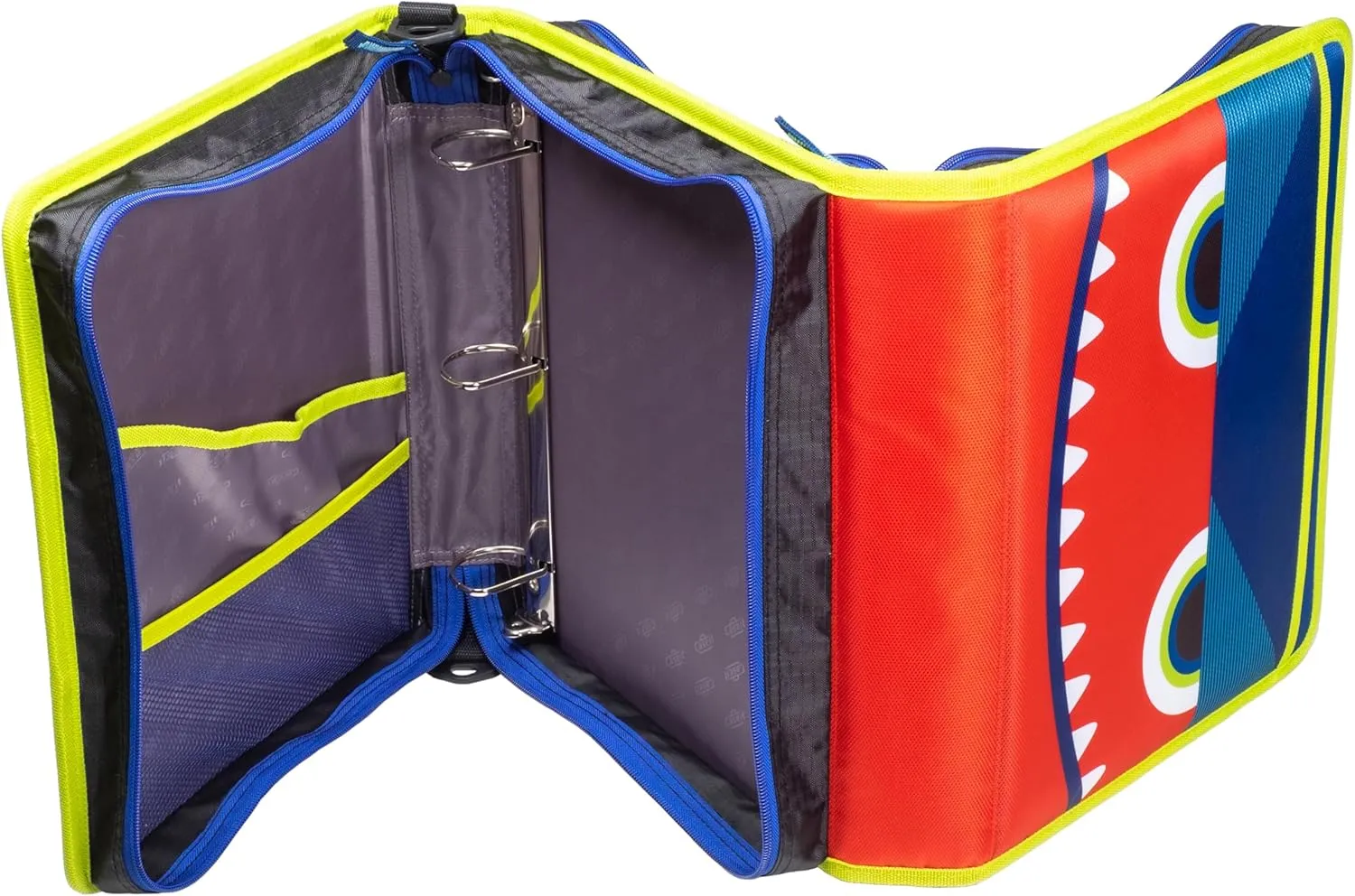 Case-it 6 Pack Z Shape Zipper Binder - Two Binders in One - Double Sided 1.5 Inch D-Ring - 500 Page Capacity - Comes with Shoulder Strap, Monster Design Z-176-ME-C-BLUR, Light Blue, Purple