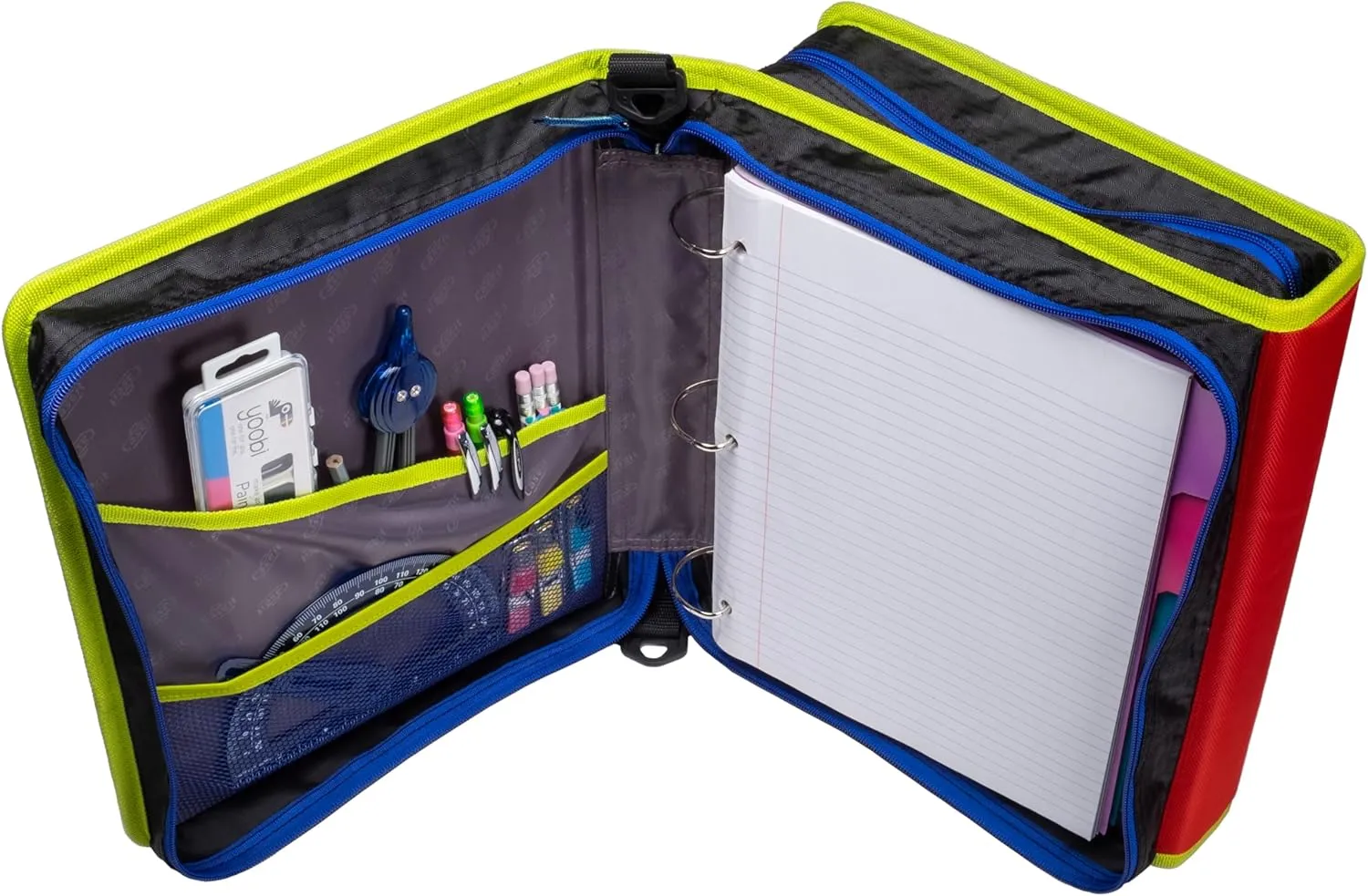 Case-it 6 Pack Z Shape Zipper Binder - Two Binders in One - Double Sided 1.5 Inch D-Ring - 500 Page Capacity - Comes with Shoulder Strap, Monster Design Z-176-ME-C-BLUR, Light Blue, Purple