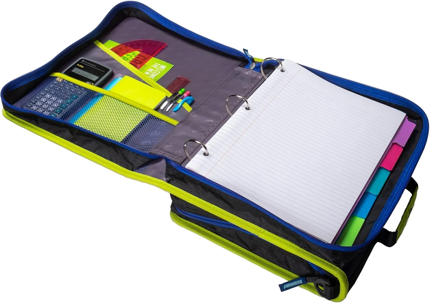 Case-it 6 Pack Z Shape Zipper Binder - Two Binders in One - Double Sided 1.5 Inch D-Ring - 500 Page Capacity - Comes with Shoulder Strap, Monster Design Z-176-ME-C-BLUR, Light Blue, Purple