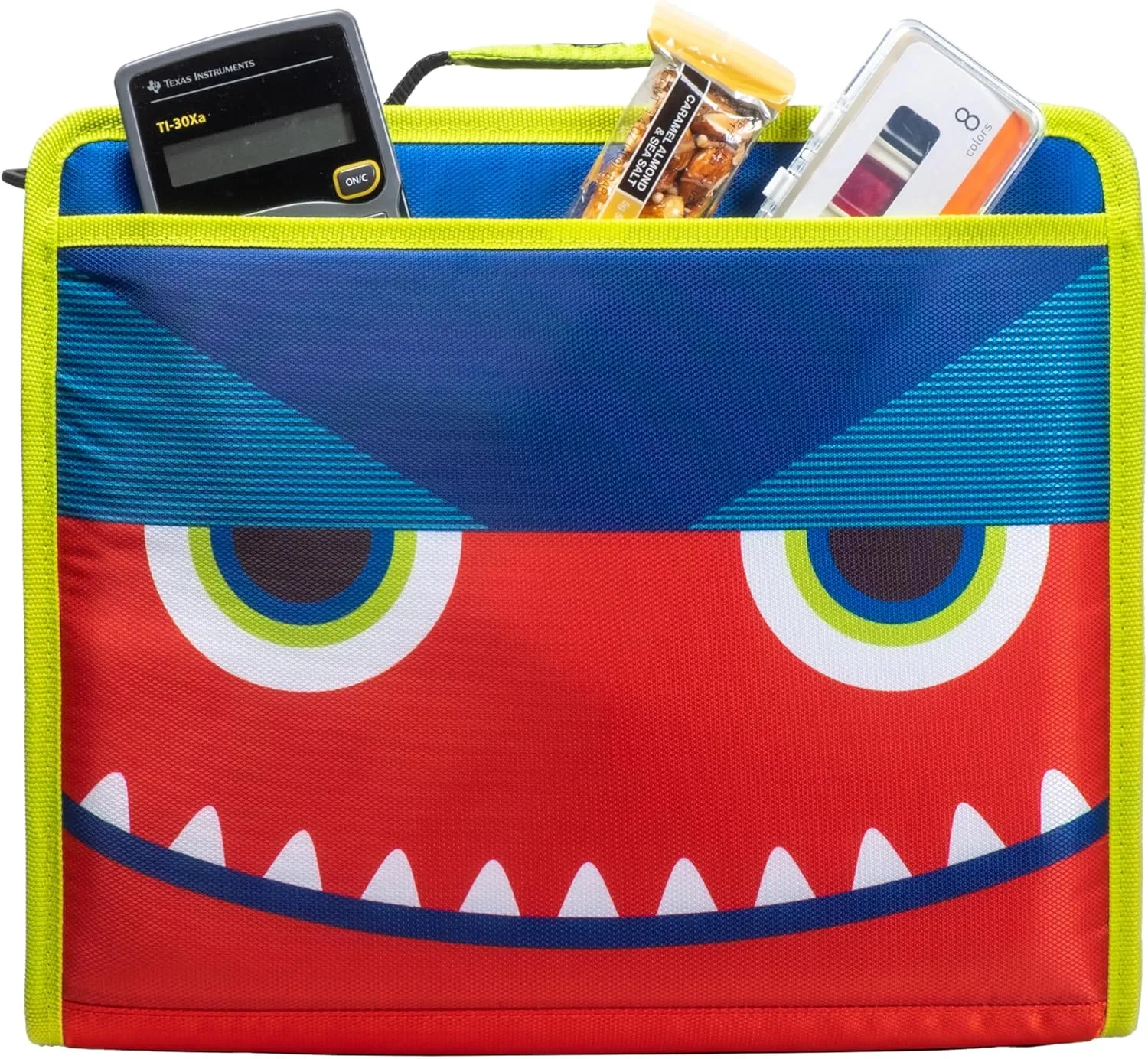 Case-it 6 Pack Z Shape Zipper Binder - Two Binders in One - Double Sided 1.5 Inch D-Ring - 500 Page Capacity - Comes with Shoulder Strap, Monster Design Z-176-ME-C-BLUR, Light Blue, Purple