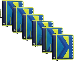 Case-it 6 Pack Z Shape Zipper Binder - Two Binders in One - Double Sided 1.5 Inch D-Ring - 500 Page Capacity - Comes with Shoulder Strap, Monster Design Z-176-ME-C-BLUR, Light Blue, Purple