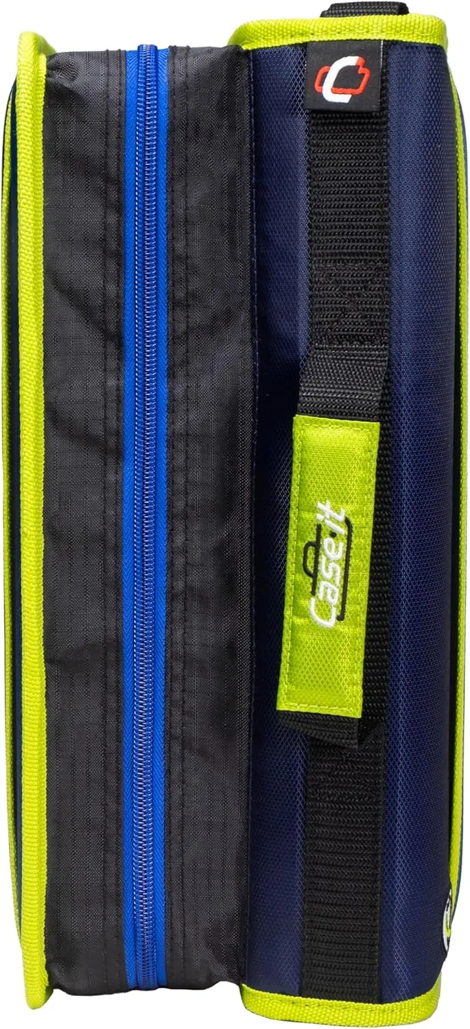 Case-it 6 Pack Z Shape Zipper Binder - Two Binders in One - Double Sided 1.5 Inch D-Ring - 500 Page Capacity - Comes with Shoulder Strap, Monster Design Z-176-ME-C-BLUR, Light Blue, Purple