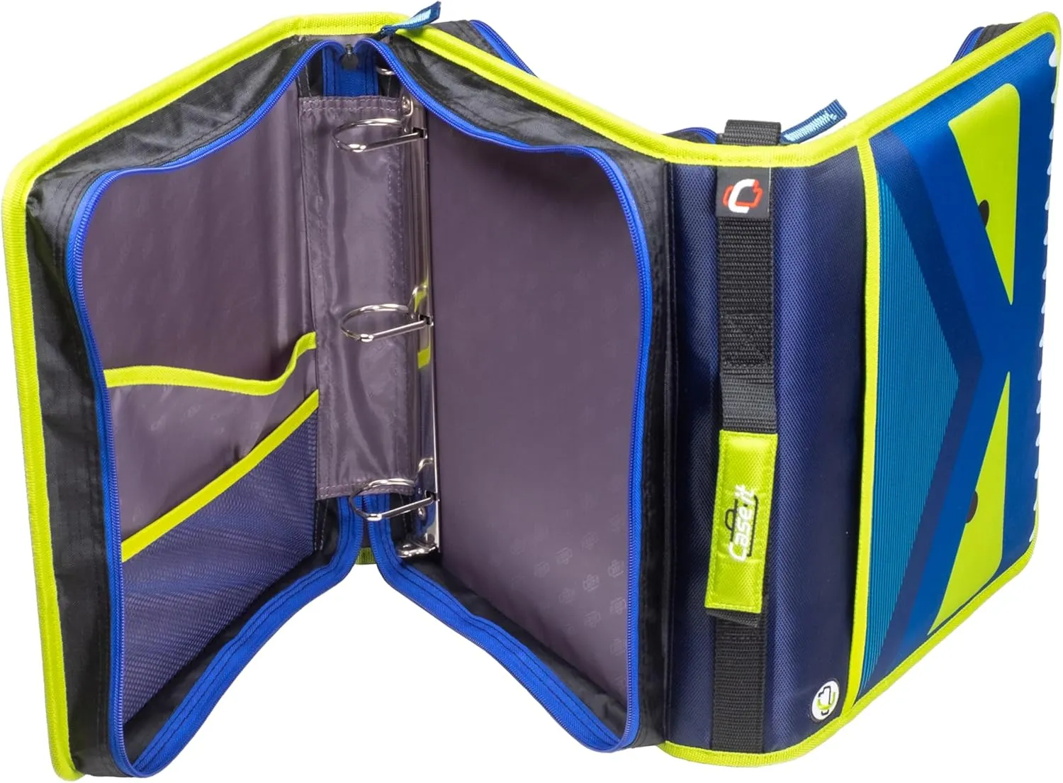 Case-it 6 Pack Z Shape Zipper Binder - Two Binders in One - Double Sided 1.5 Inch D-Ring - 500 Page Capacity - Comes with Shoulder Strap, Monster Design Z-176-ME-C-BLUR, Light Blue, Purple