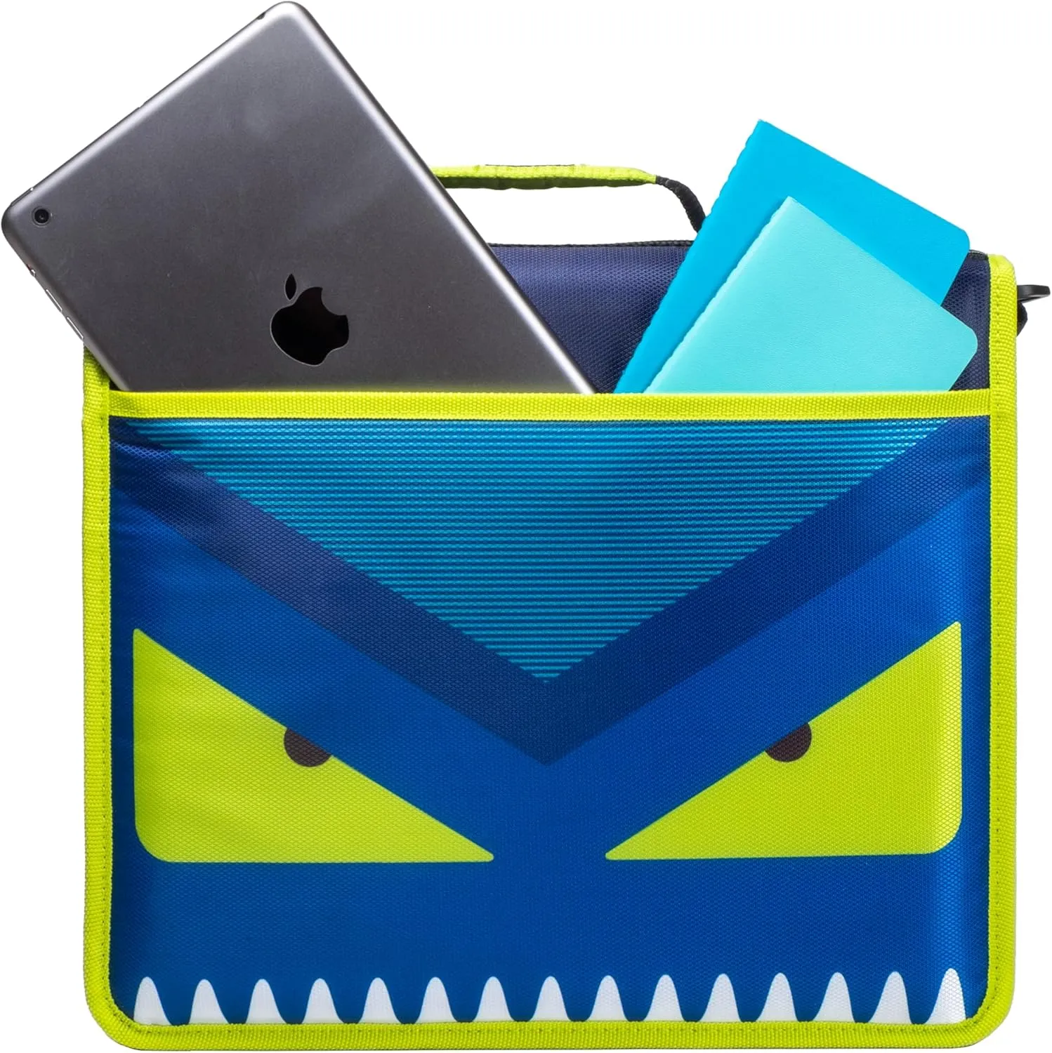 Case-it 6 Pack Z Shape Zipper Binder - Two Binders in One - Double Sided 1.5 Inch D-Ring - 500 Page Capacity - Comes with Shoulder Strap, Monster Design Z-176-ME-C-BLUR, Light Blue, Purple