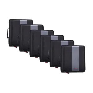 Case-It The Classic Zipper Binder - 2 Inch O-Rings - Multiple Pockets - 350 Sheet Capacity - Comes with Shoulder Strap - Jet Black D-251 (6 Pack)