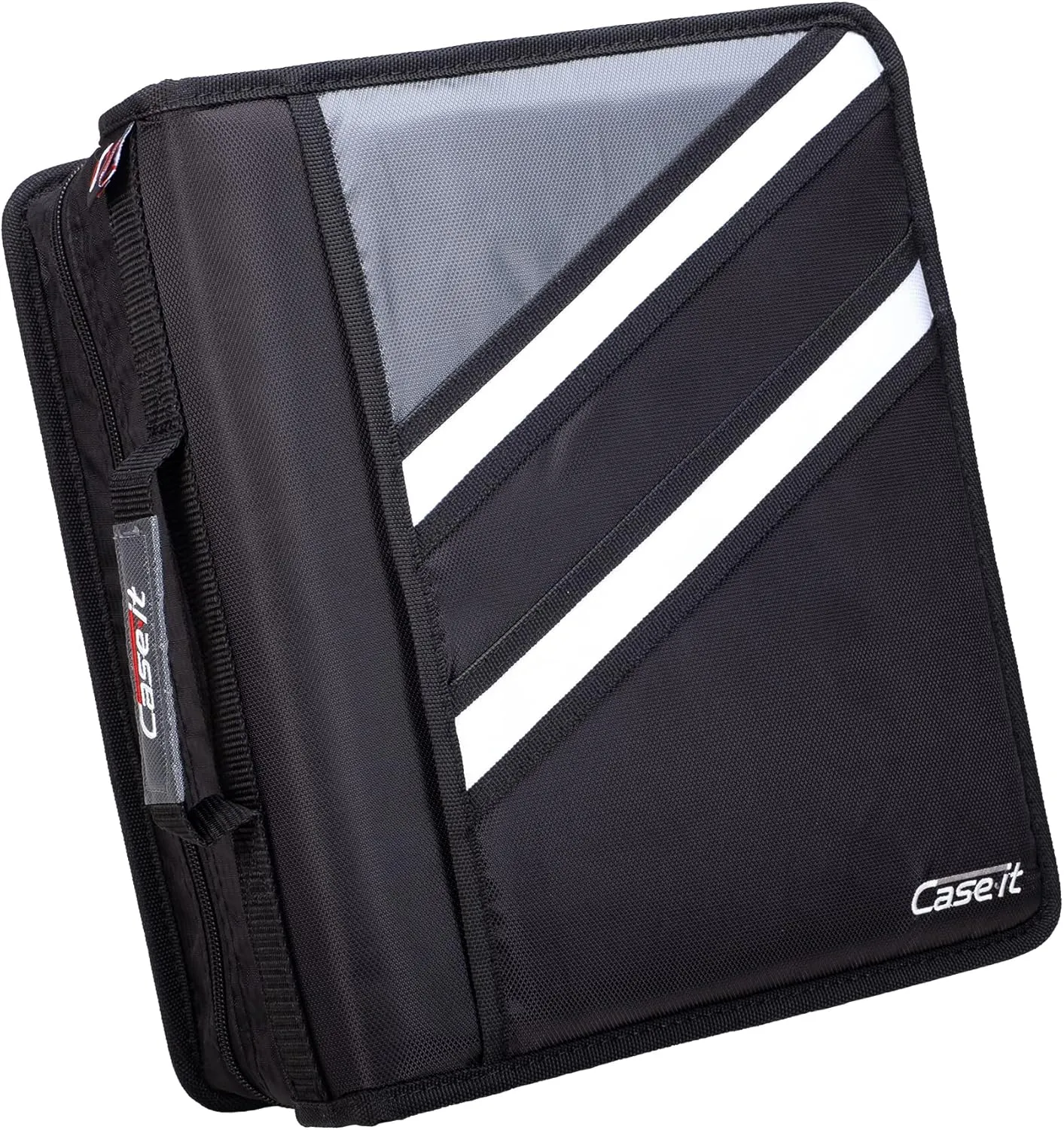 Case-it The Z Shape Zipper Binder - Two Binders in One - Double Sided 1.5 Inch D-Ring - Multiple Pockets - 500 Page Capacity - Comes with Shoulder Strap, Jet Black Z-176