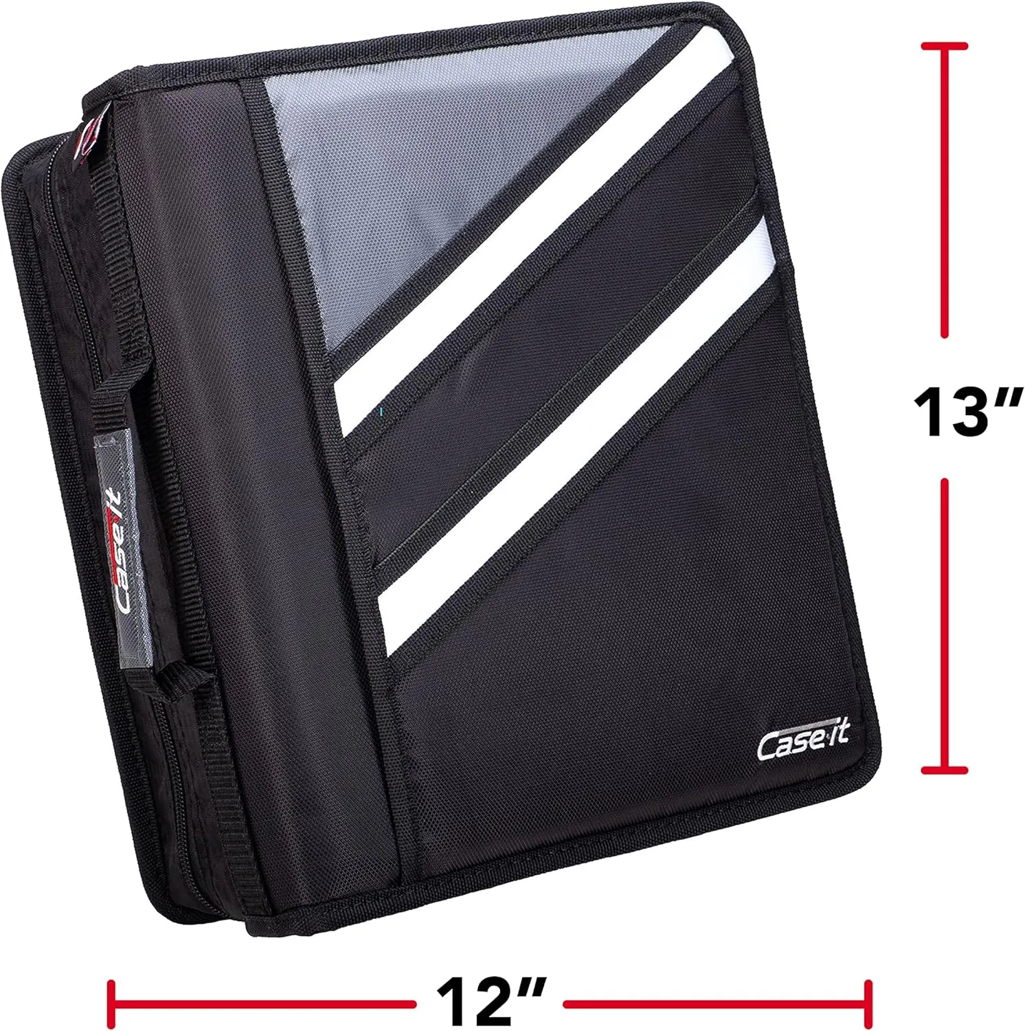 Case-it The Z Shape Zipper Binder - Two Binders in One - Double Sided 1.5 Inch D-Ring - Multiple Pockets - 500 Page Capacity - Comes with Shoulder Strap, Jet Black Z-176