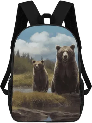 Casual Daypack Backpacks,Encounter Animal Bear Printed Lightweight Cute Backpack Travel Laptop Backpack for Men And Women, Laptop Bag Fit 15.6 Inch Notebook