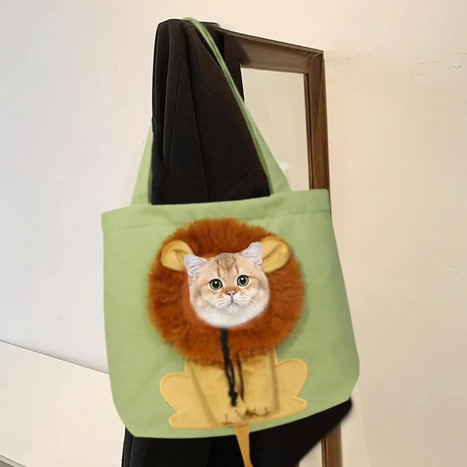 Cat Carriers Travel Transport Bag Comfortable Lion Shape Kennel Handbag Shoulder Bag Cute for Traveling Small Dogs Cats Puppy Kitten Kitty, Grey Large Bags(Color:Green Large)
