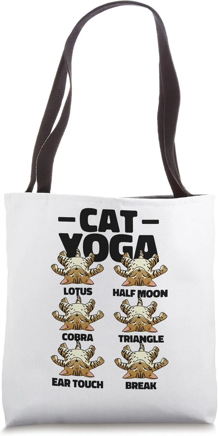 Cat Yoga Exercises Postures Meditation Namaste Training Tote Bag