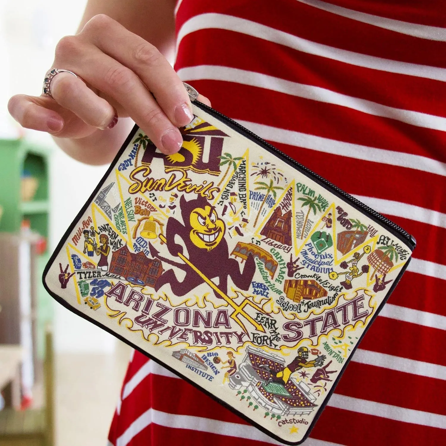 catstudio Arizona State University Collegiate Zipper Pouch Purse | Holds Your Phone, Coins, Makeup, Dog Treats, & Tech Tools