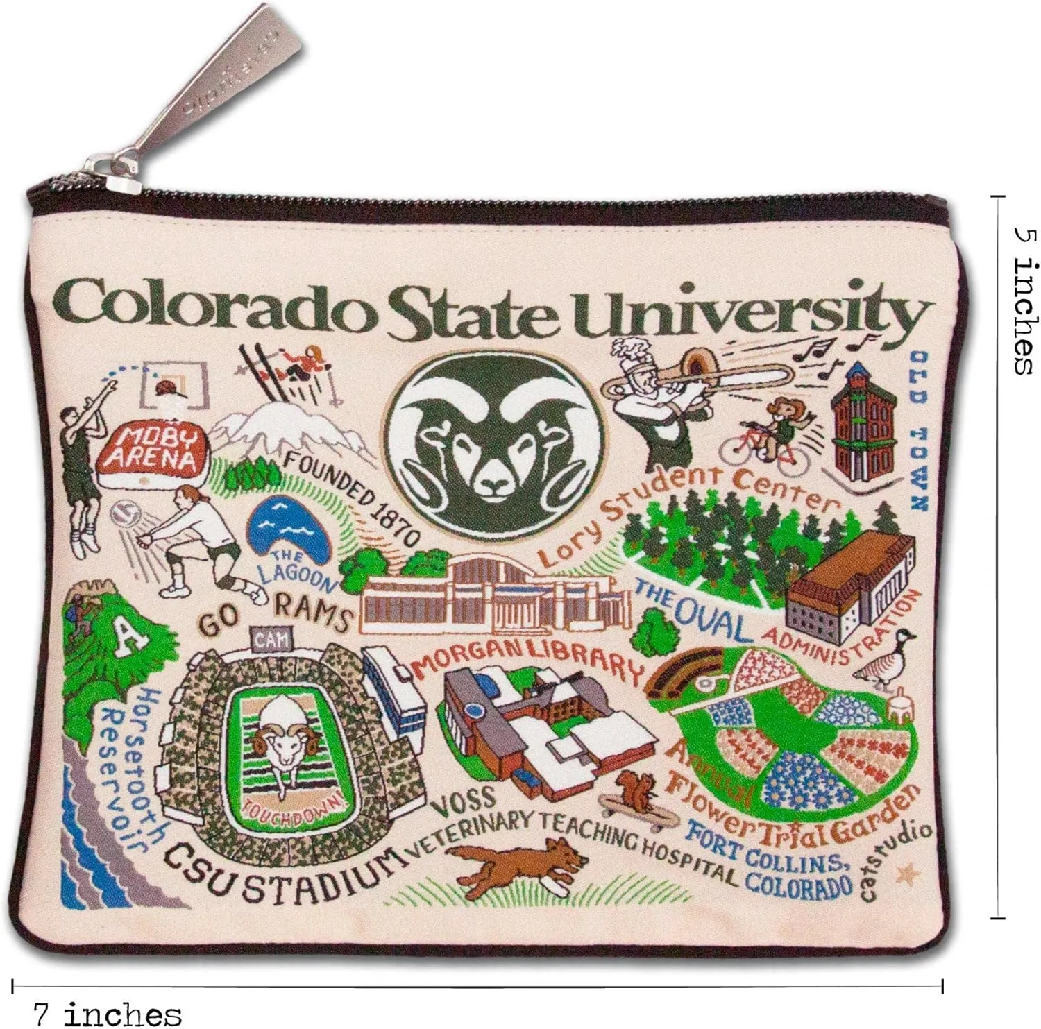catstudio Colorado State University Collegiate Zipper Pouch Purse | Holds Your Phone, Coins, Makeup, Dog Treats, & Tech Tools