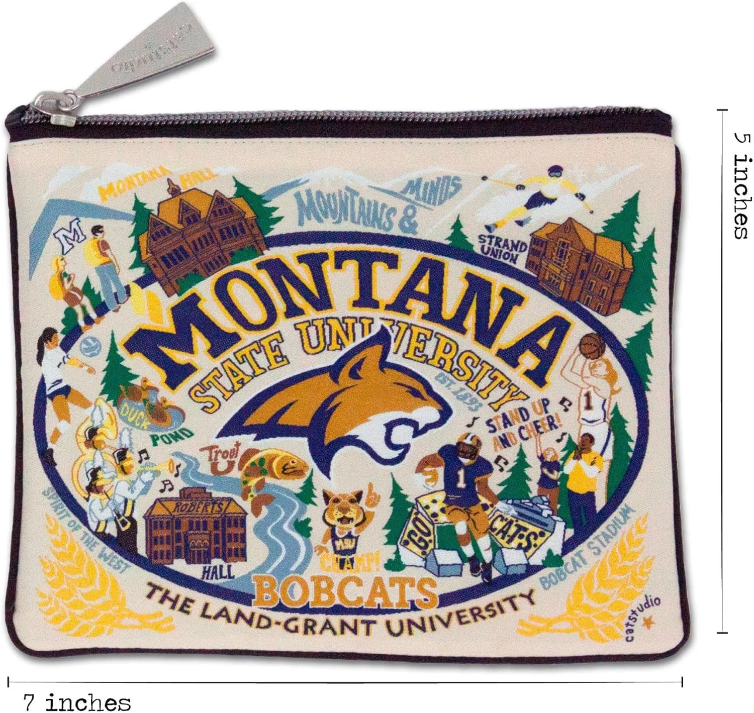 catstudio Montana State University Collegiate Zipper Pouch Purse | Holds Your Phone, Coins, Makeup, Dog Treats, & Tech Tools