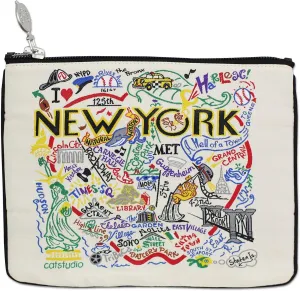 catstudio Natural New York City Zipper Pouch Purse | Holds Your Phone, Coins, Makeup, Dog Treats, & Tech Tools