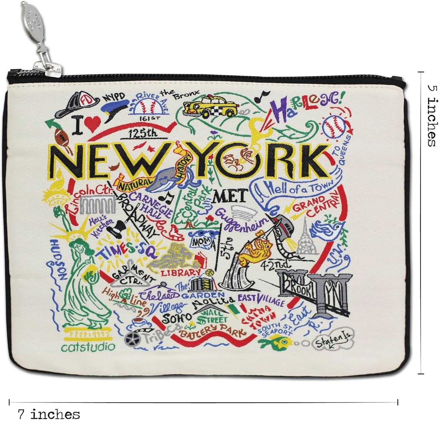 catstudio Natural New York City Zipper Pouch Purse | Holds Your Phone, Coins, Makeup, Dog Treats, & Tech Tools