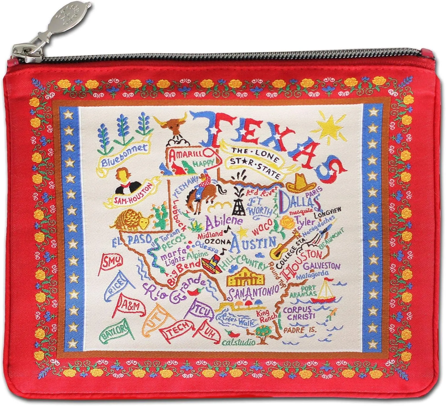 catstudio Pattern Texas Zipper Pouch Purse | Holds Your Phone, Coins, Makeup, Dog Treats, & Tech Tools