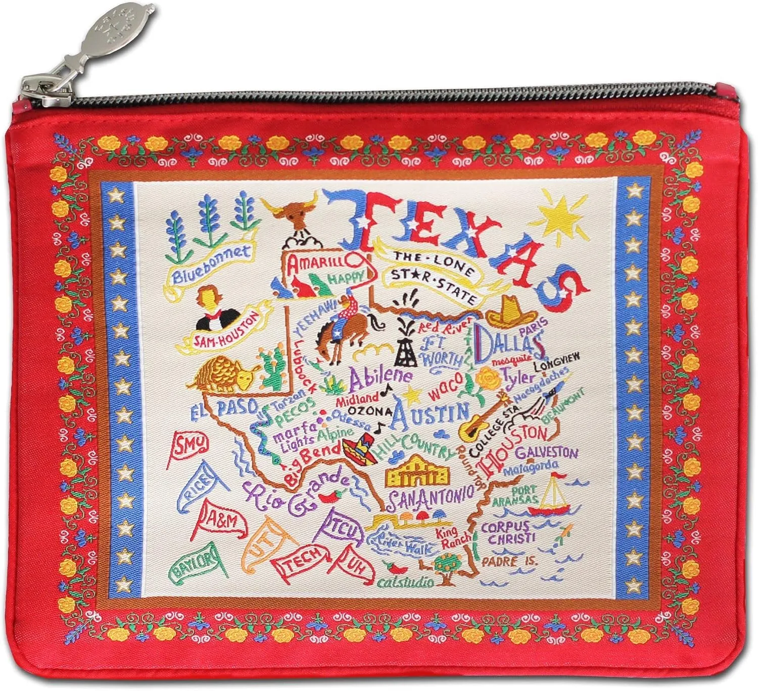 catstudio Pattern Texas Zipper Pouch Purse | Holds Your Phone, Coins, Makeup, Dog Treats, & Tech Tools