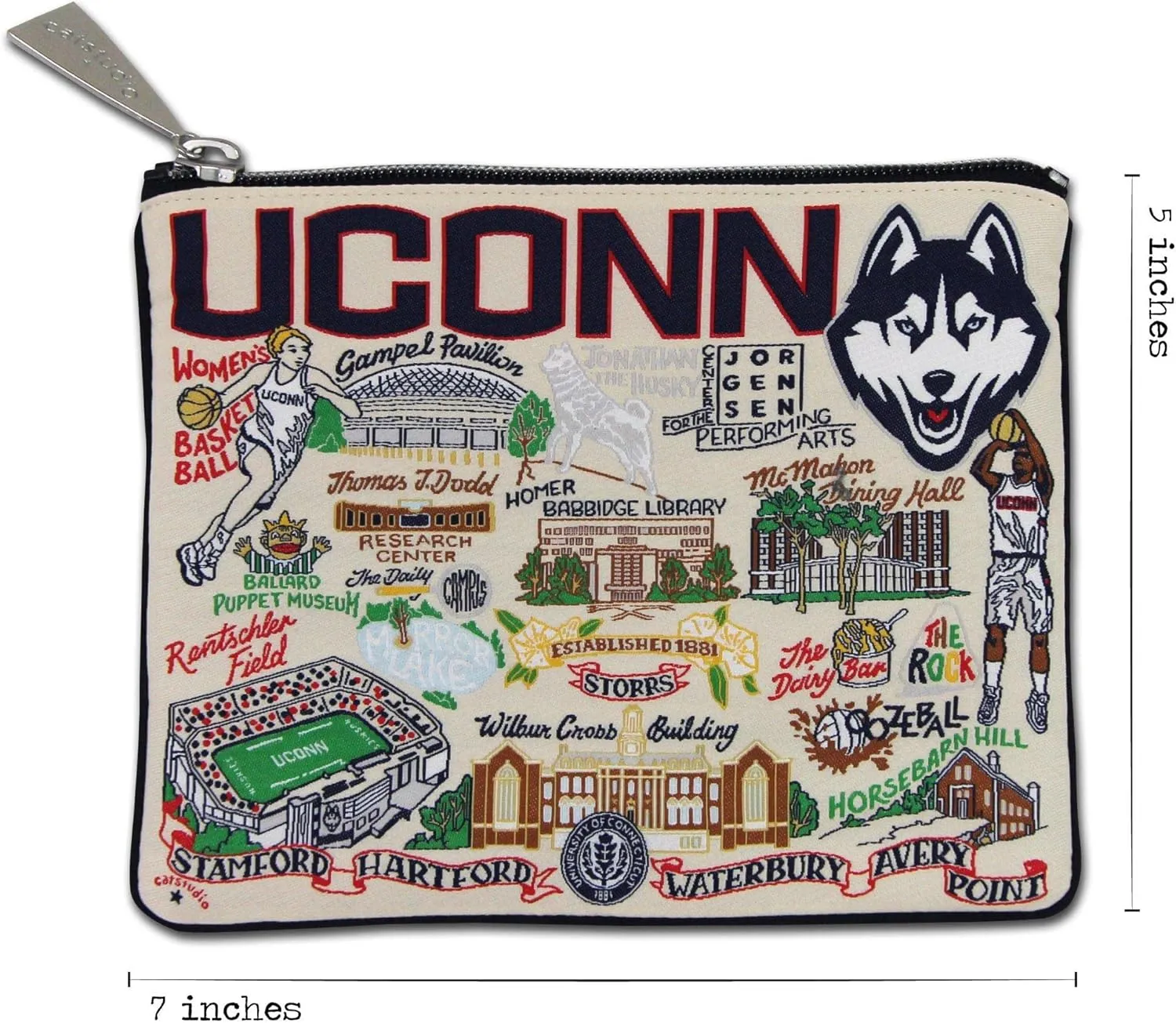 catstudio University Of Connecticut Collegiate Zipper Pouch Purse | Holds Your Phone, Coins, Makeup, Dog Treats, & Tech Tools