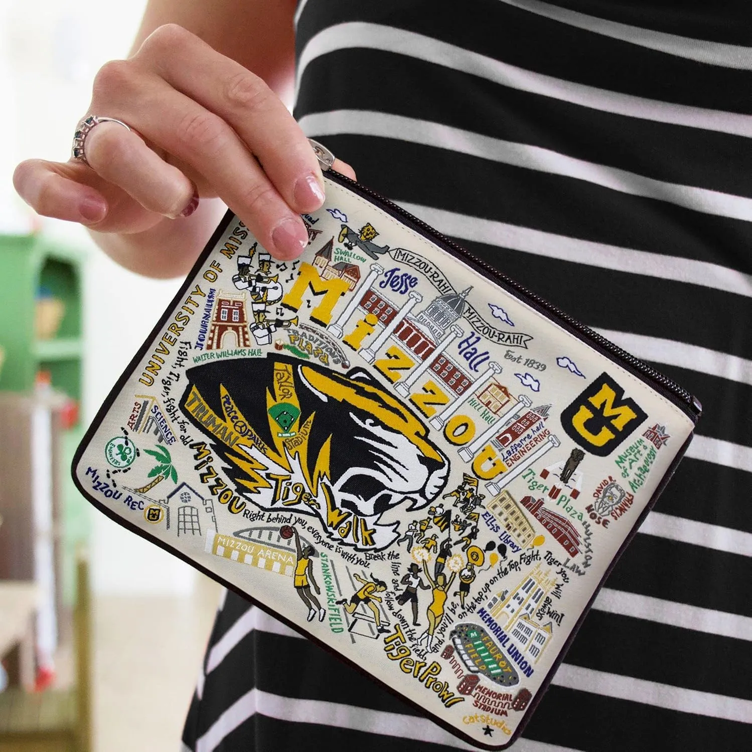 catstudio University of Missouri (Mizzou) Collegiate Zipper Pouch Purse | Holds Your Phone, Coins, Makeup, Dog Treats, & Tech Tools