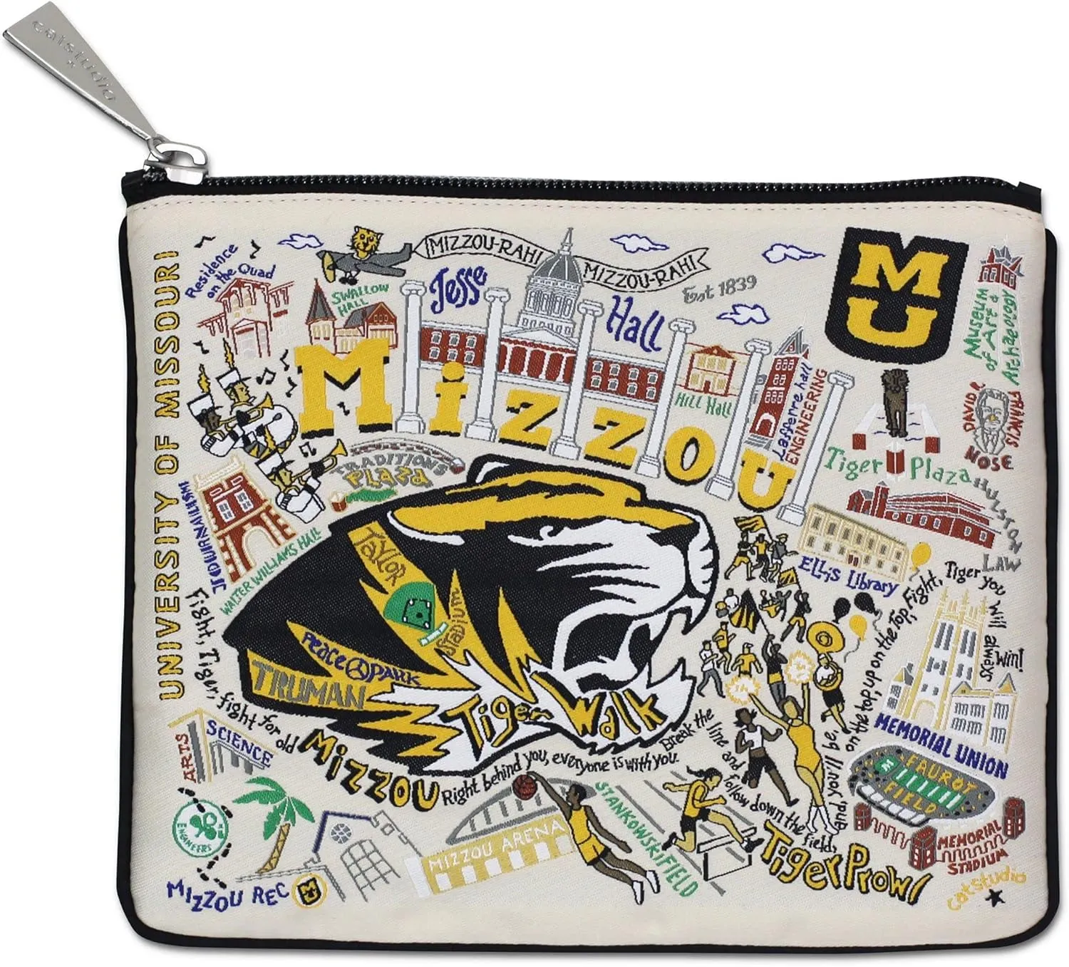 catstudio University of Missouri (Mizzou) Collegiate Zipper Pouch Purse | Holds Your Phone, Coins, Makeup, Dog Treats, & Tech Tools