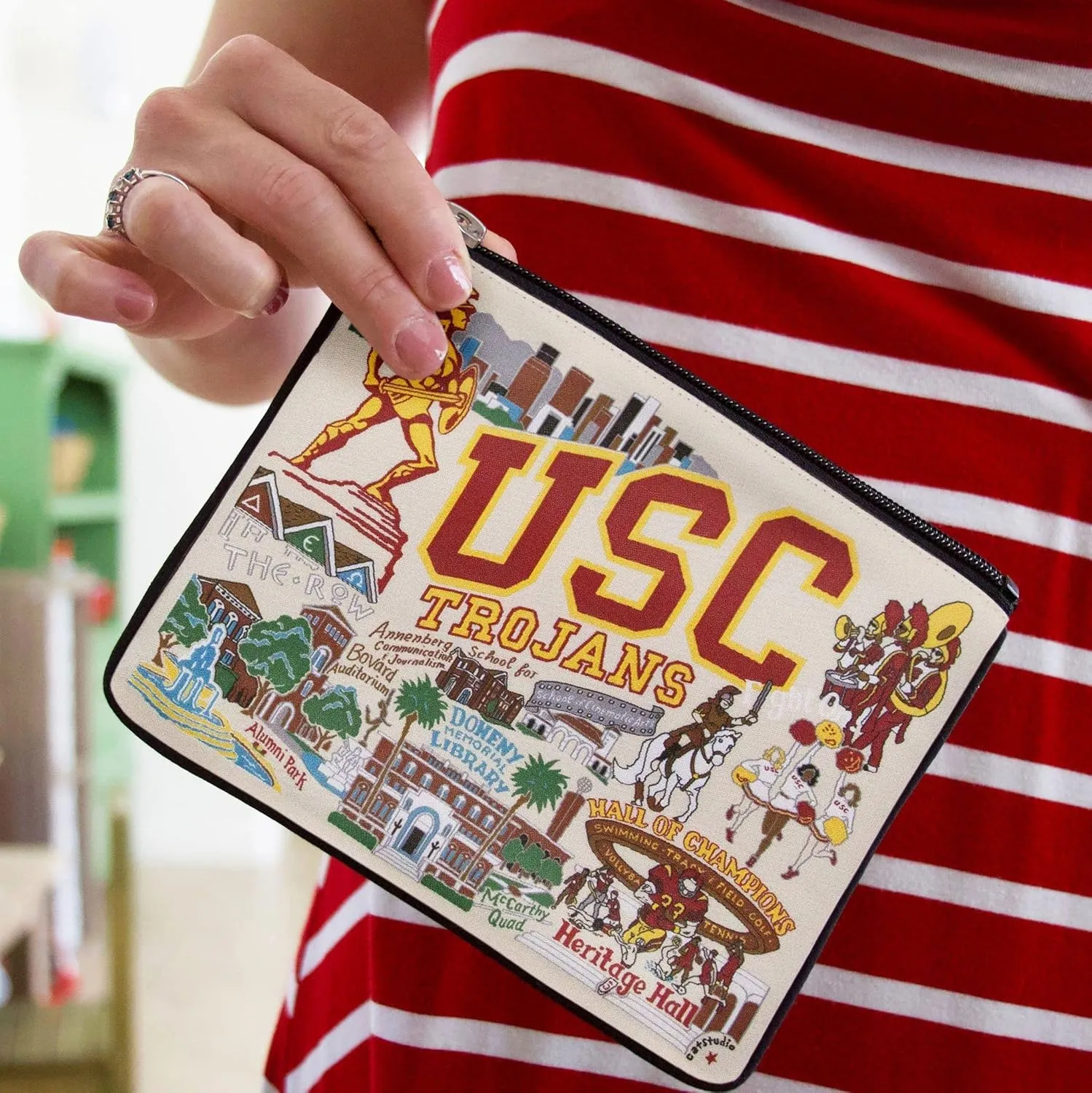 catstudio University of Southern California (USC) Collegiate Zipper Pouch Purse | Holds Your Phone, Coins, Makeup, Dog Treats, & Tech Tools