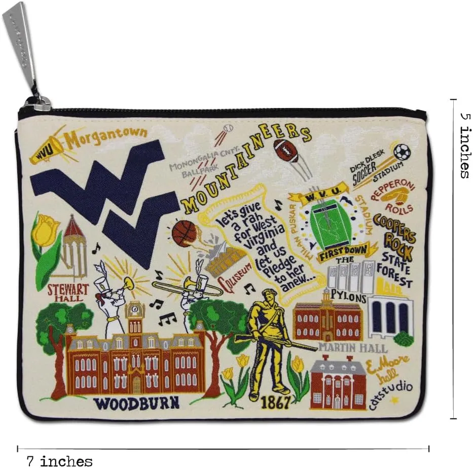 catstudio West Virginia University Collegiate Zipper Pouch Purse | Holds Your Phone, Coins, Makeup, Dog Treats, & Tech Tools
