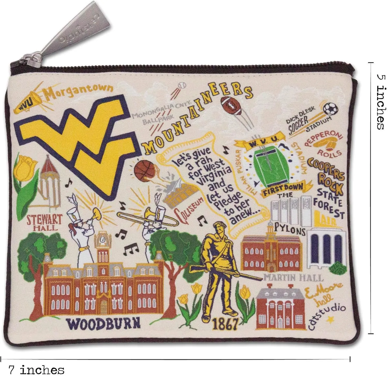 catstudio West Virginia University Collegiate Zipper Pouch Purse | Holds Your Phone, Coins, Makeup, Dog Treats, & Tech Tools