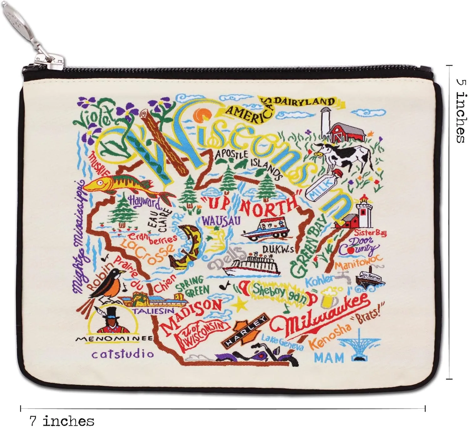 catstudio Wisconsin Zipper Pouch Purse | Holds Your Phone, Coins,Makeup, Dog Treats, & Tech Tools