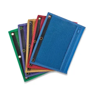 Centis® Mesh Binder Pockets, 3-Hole Punched, 10.5" x 7.5", Randomly Assorted Colors