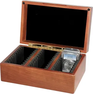 Certified Coin Wood Teak Finish Thirty-Coin Storage/Display Box for Certified or Certified Style Coin Holders PCGS/NGC/Premier/Ursae Minoris