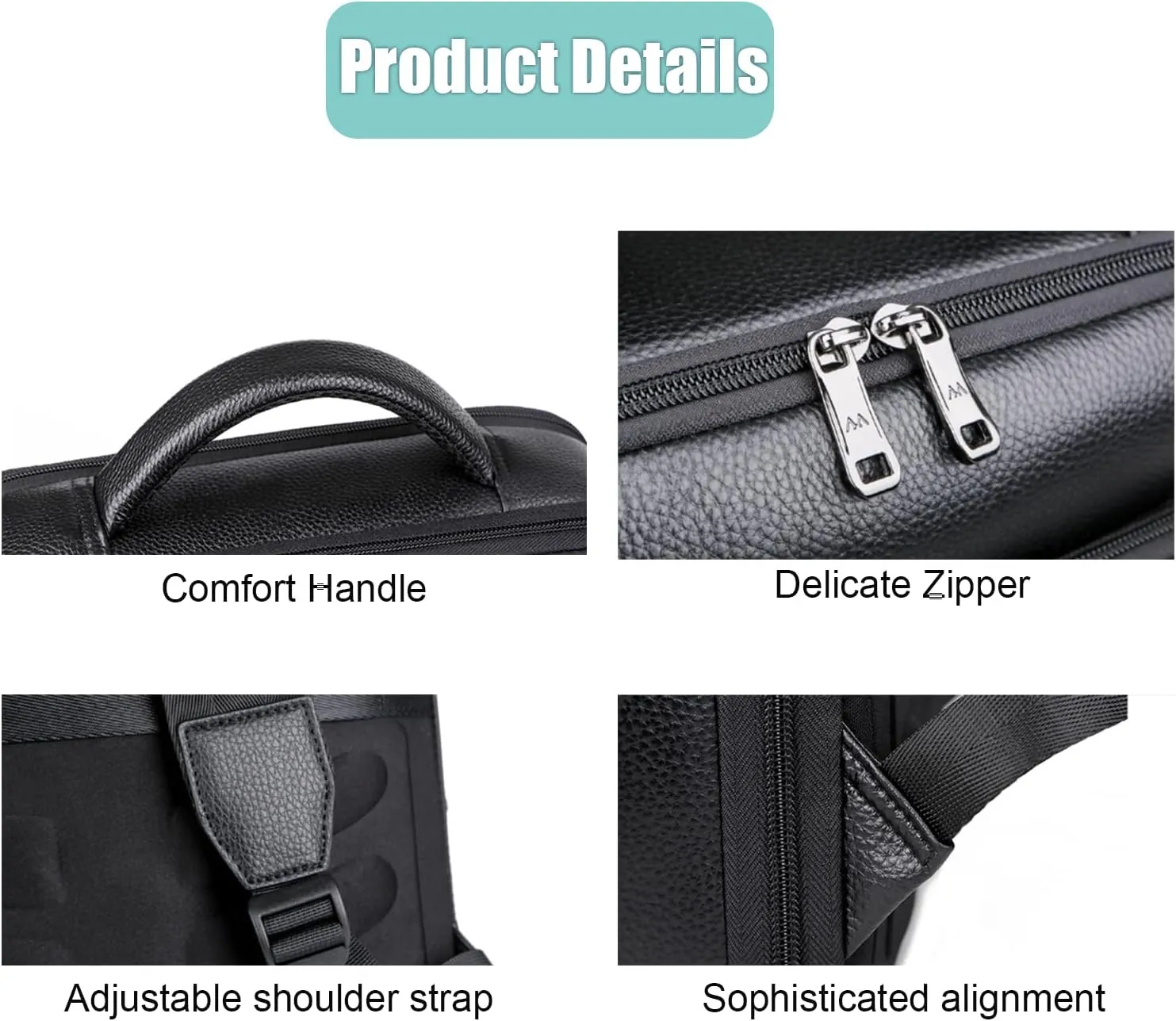 CHAO RAN Laptop Backpack for Men Leather Travel Backpack Carry on Flight Approved-Waterproof Medium Backpack Fit 15.6 Inch Notebook for College Business Office Bag with USB Charging Port (Black20)