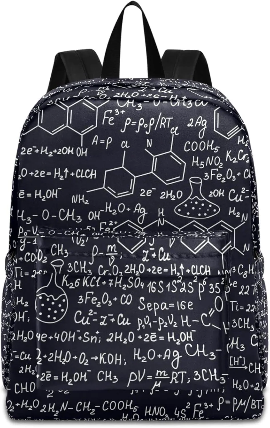 Chemical Formula Dark Pattern Large Portable Laptop Backpack,Durable Travel Bag for Men Women School Bookbag Work Fit 16.5 Inch Notebook